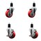 Service Caster 3.5'' SS Red Poly Wheel Swivel 1-1/2'' Expanding Stem Caster Set 2 Brakes, 4PK SCC-SSEX20S3514-PPUB-RED-2-TLB-2-112 - alternate 1